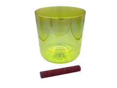 Sela Percussion 7.25” Infinity Crystal Singing Bowl in A3 440 Hz Yellow Green