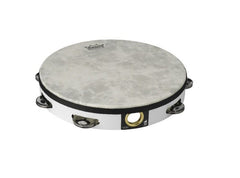 Tambourin Remo 10" simple cymbalette avec Fiberskyn blanc