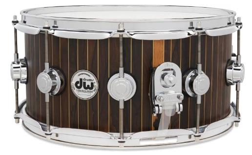 DW Collector's Series Exotic 333 Maple 6.5x14 Snare Drum - Ziricote Pinstripe